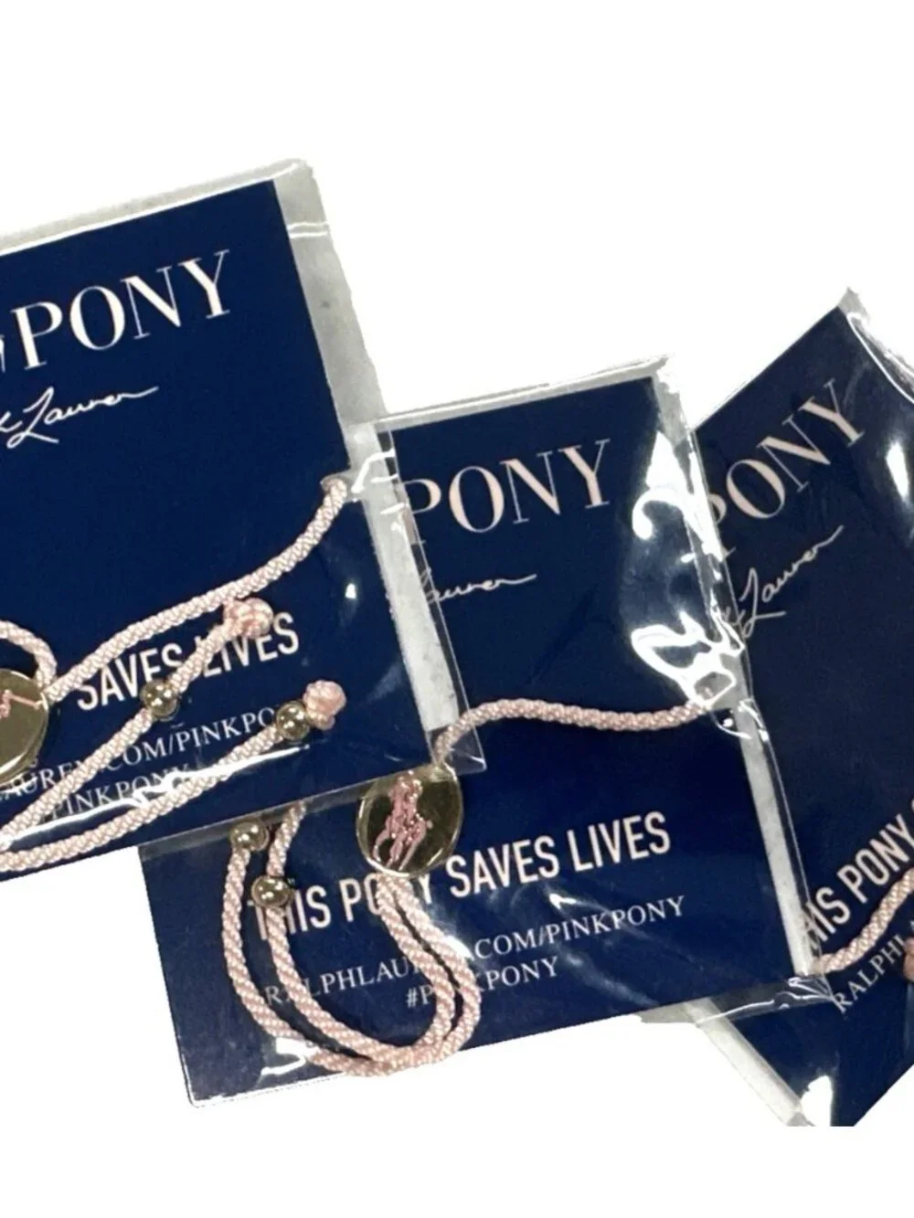 Polo Ralph Lauren Light Pink Pony Bracelet Cancer Awareness 4-PACKS